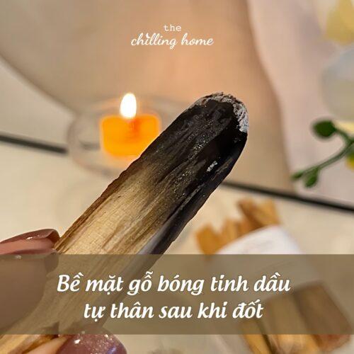 Bề mặt gỗ bóng tinh dầu tự thân sau khi đốt